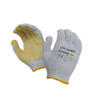 Guantes de algodón punteado de PVC B5010knd