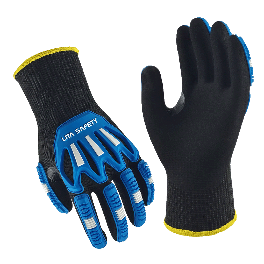 LTNS136RP - Guantes anti vibración - Nivel de corte ANSI A6 - 13G HPPE/acero/revestimiento de basalto - Palma de espuma arenosa Nitrilo - Protección de impacto de TPR - EN388: 4x42FP