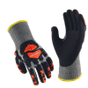 LTNS136RP - Guantes de absorción de impacto - 13G HPPE/acero/revestimiento de basalto - Palma de nitrilo de espuma arenosa negra con entrepierna reforzada - EN388: 4x43FP
