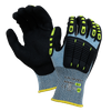 B600SFCP - Corte 5 Guantes de impacto - 13 g de HPPE/acero/revestimiento de basalto - Palma de nitrilo de espuma arenosa negra - Protección de la espalda TPR - EN388: 4x42EP