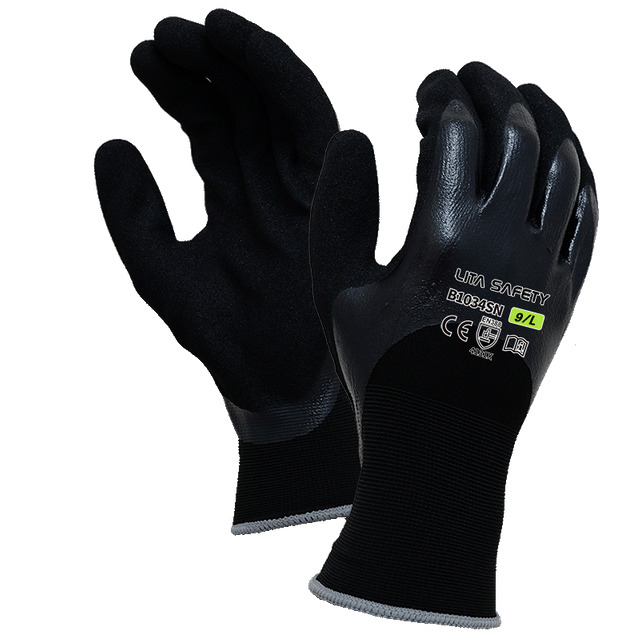 Guantes de recubrimiento de palma de nitrilo arenoso B1034SN