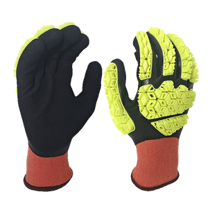 LTNSS151T - Guantes de impacto resistentes al aceite - Doble recubrimiento con el primer nitrilo completamente liso y el nitrilo arenoso de la palma terminada - TPR Protección de la parte posterior de la mano - Liner de spandex de nylon de calibre 15 - EN388: 4131XP RA