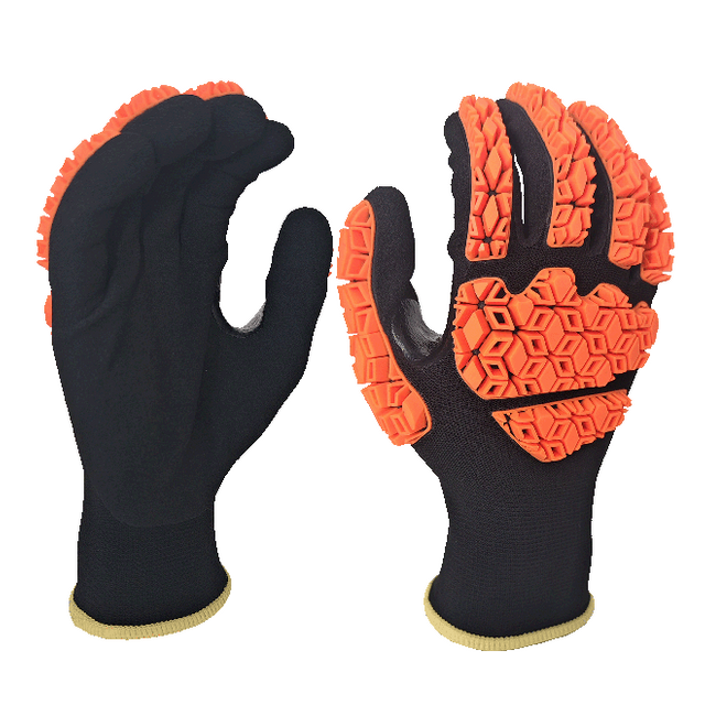 LTNS151RT-1 - Guantes de impacto ligeros - Palma recubierta de nitrilo microarenoso - Protección del dorso de la mano TPR - Forro de nailon spandex calibre 15 - Certificado EN388: 4131XP