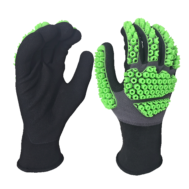 LTNS151RT - Guantes de impacto de peso liviano - Cubierto de palma de nitrilo micro arenoso - TPR Back of Hand Protection - Liner de spandex de nylon de calibre 15 - EN388: 4131XP Certificado