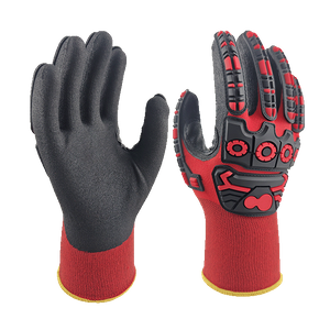 LTNM151RT - Guantes de choque anti -choque - Micro Foam Palm Coated - TPR Protección de retorno de la mano - Liner de spandex de nylon de calibre 15 - EN388: 4131XP Clasificado para resistencia a impacto y abrasión superior y resistencia a la abrasión