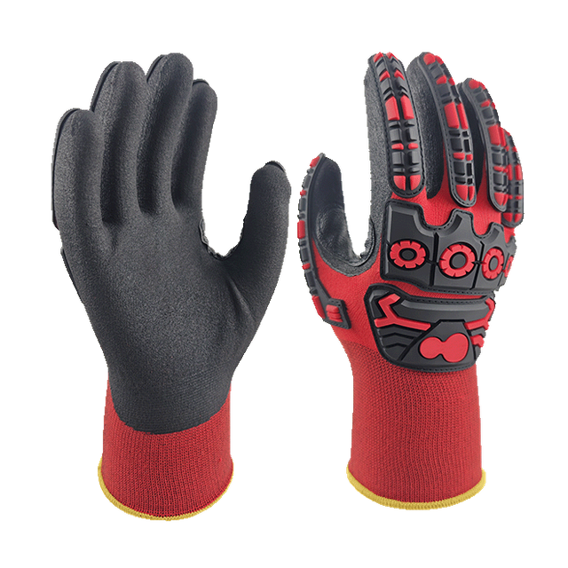 LTNM151RT - Guantes de choque anti -choque - Micro Foam Palm Coated - TPR Protección de retorno de la mano - Liner de spandex de nylon de calibre 15 - EN388: 4131XP Clasificado para resistencia a impacto y abrasión superior y resistencia a la abrasión