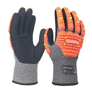 LTNS135PW - Guantes de impacto de nivel 5 de corte - HPPE Terry Liner - Palma de nitrilo de espuma arenosa - TPR Back - EN388: 4x43EP, A5