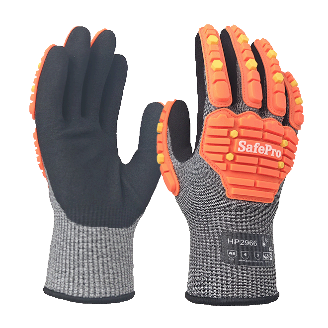 LTNS135PW - Guantes de impacto de nivel 5 de corte - HPPE Terry Liner - Palma de nitrilo de espuma arenosa - TPR Back - EN388: 4x43EP, A5