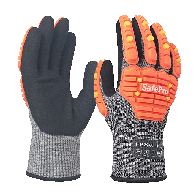 LTNS135PW - Guantes de impacto de nivel 5 de corte - HPPE Terry Liner - Palma de nitrilo de espuma arenosa - TPR Back - EN388: 4x43EP, A5