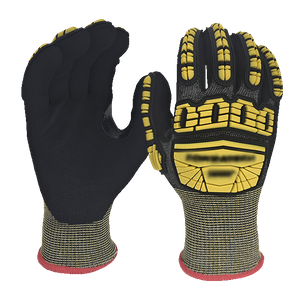 LTNS136RP - Guantes de impacto y resistentes a los cortes - Protección de corte A6 ANSI A6 - TPR Delventud de la mano - Palma de nitrilo arenoso - Reparte de pulgar reforzado - EN388: 4x43FP