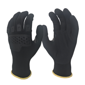 LTNS151RT - Guantes de anti -impacto - Micro arenoso nitrilo con recubrimiento de palma - TPR de protección de la mano - revelador de spandex de nylon de calibre 15 - EN388: 4131XP Clasificado