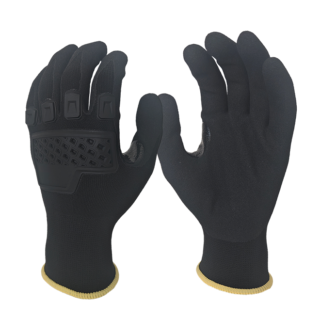 LTNS151RT - Guantes de anti -impacto - Micro arenoso nitrilo con recubrimiento de palma - TPR de protección de la mano - revelador de spandex de nylon de calibre 15 - EN388: 4131XP Clasificado