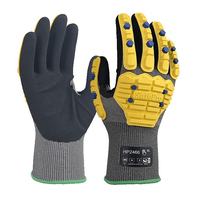 LTNS186RP - Guantes de impacto resistentes a los cortes - Nivel de corte ANSI A6 - Protección de la espalda TPR - Palma de nitrilo arenoso - EN388: 4x42FP