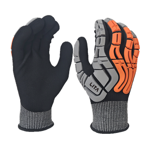 LTNSF154P - Guantes de trabajo a prueba de aplastamiento - Nivel de corte ANSI A4 - recubrimiento de nitrilo arenoso completo - TPR Protección contra la espalda - EN388: 4x42dp