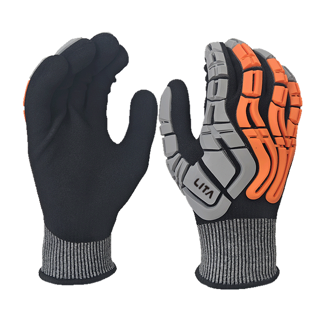 LTNSF154P - Guantes de trabajo a prueba de aplastamiento - Nivel de corte ANSI A4 - recubrimiento de nitrilo arenoso completo - TPR Protección contra la espalda - EN388: 4x42dp