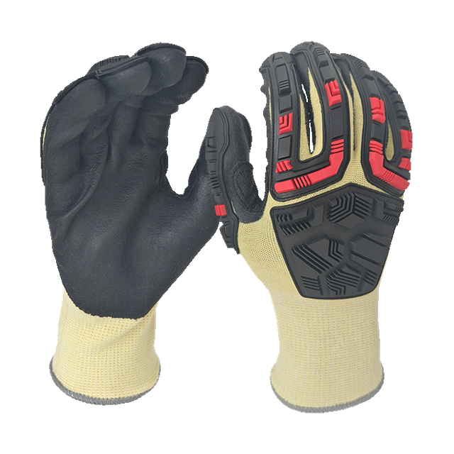 LTNF15A4RP-Guantes de impacto de nivel 4 de corte-Liner de aramid anti-flaming-TPR Back-EN388: 4x42dp, ANSI A4