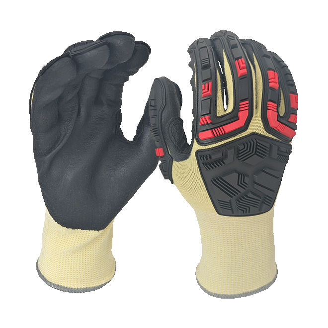 LTNF15A4RP-Guantes de impacto de nivel 4 de corte-Liner de aramid anti-flaming-TPR Back-EN388: 4x42dp, ANSI A4